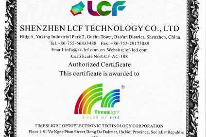 Chứng chỉ đại lý phân phối chính hãng LCF tại Việt Nam 